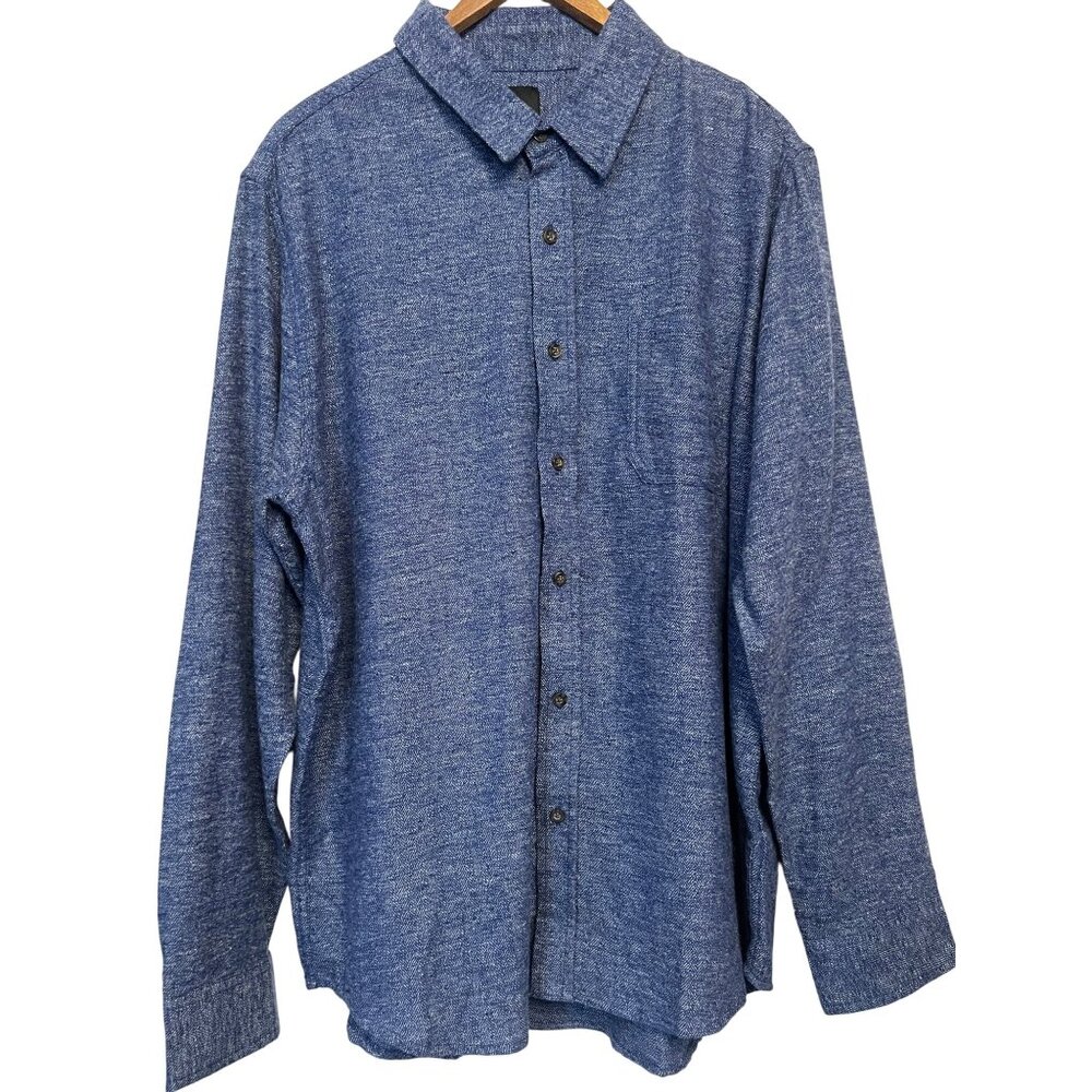 RSQ Mens Blue Long Sleeve Button-Down Shirt XXL 100% Cotton office casual comfy